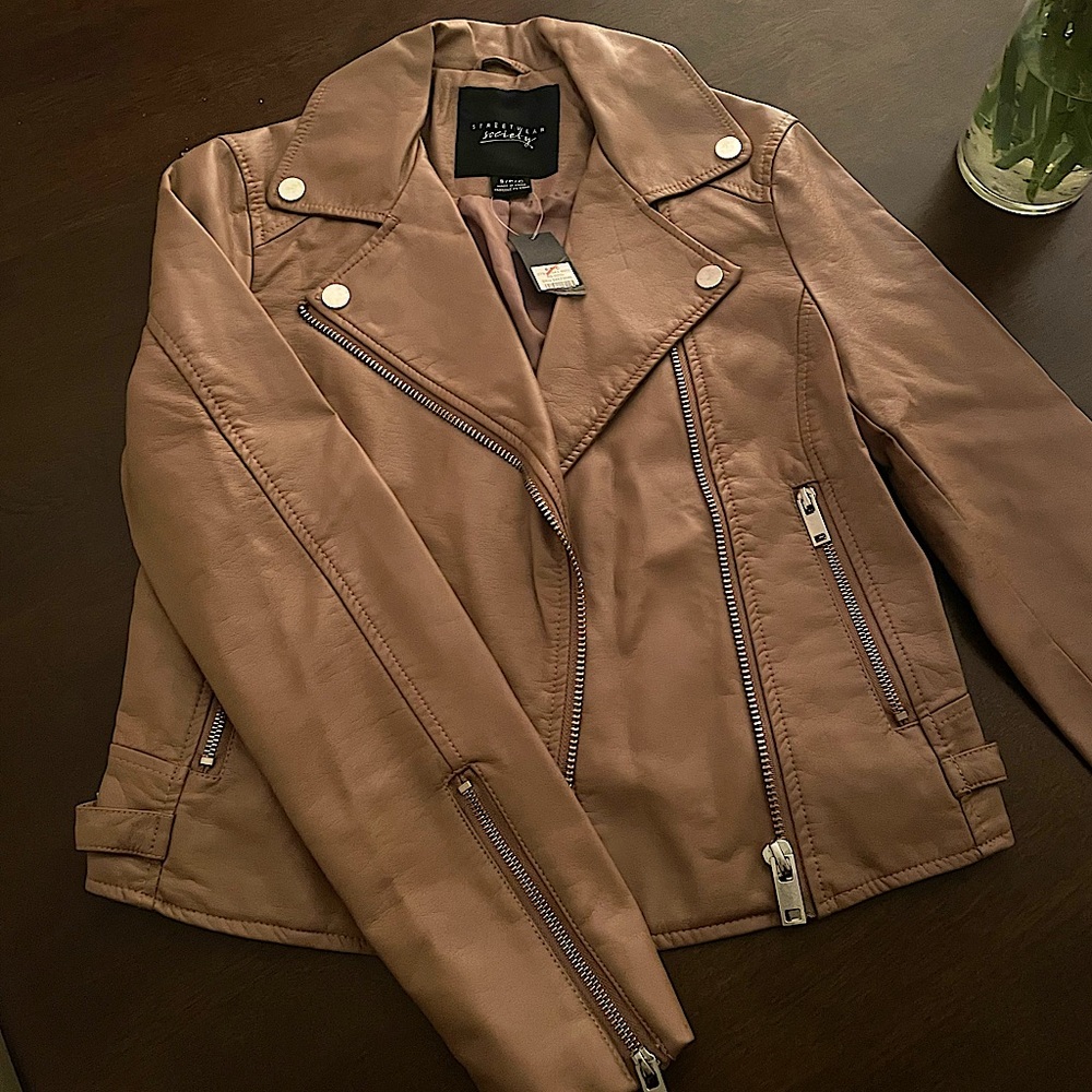 Brown/ Tan-colored Leather Jacket